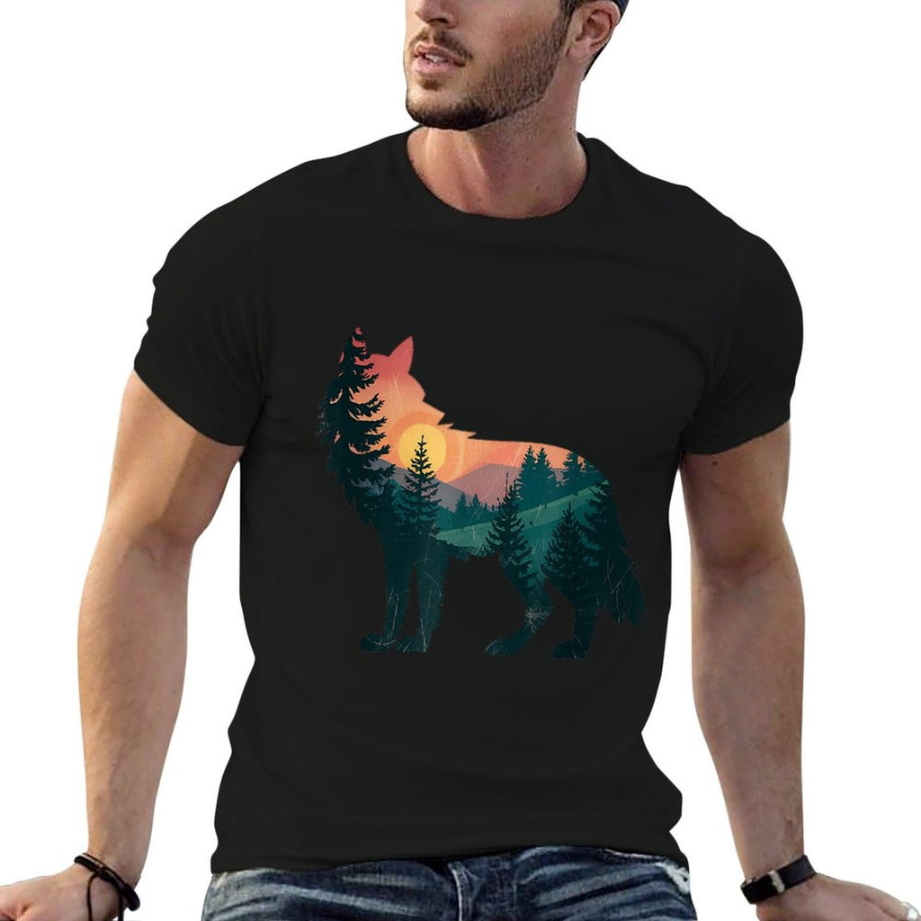 Wolf Hiking Hunting Outdoor Camping Forest Men Women Wolf  Durable T-Shirt