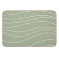 Sage Waves - Minimalist Abstract Line Pattern in Sage Green And Beige  Non-Slip Bath Mat