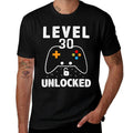 Level 30 Unlocked 30 Years Old Young Men Women 30th Birthday  Rolled Sleeves T-Shirt