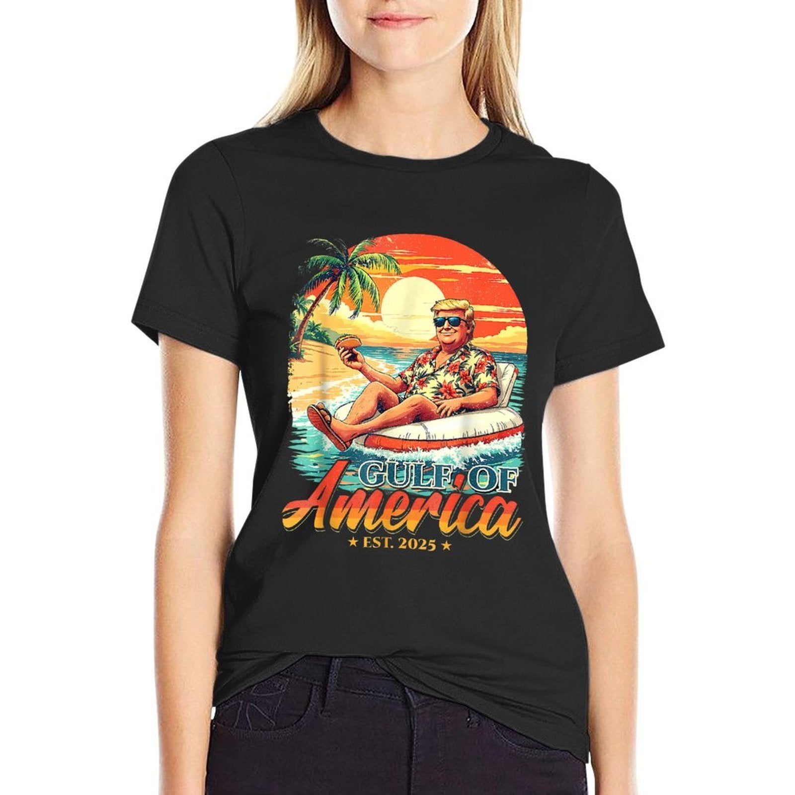 America's Gulf Trump 2024 Retro Beach USA America Mexico  Relaxed-fit T-Shirt