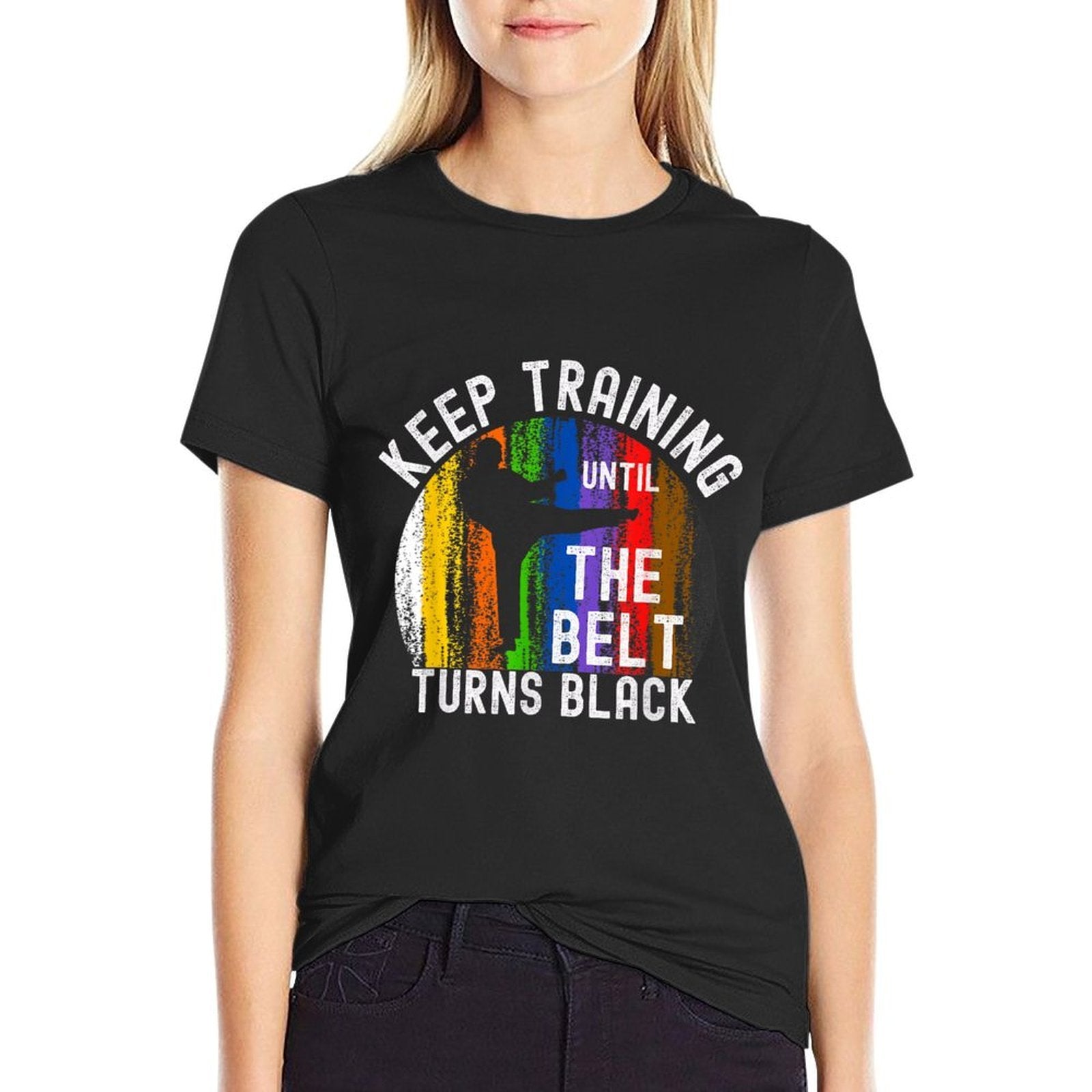 Keep Training Until Belt Turns Black Karate Taekwondo Judo  Lightweight T-Shirt
