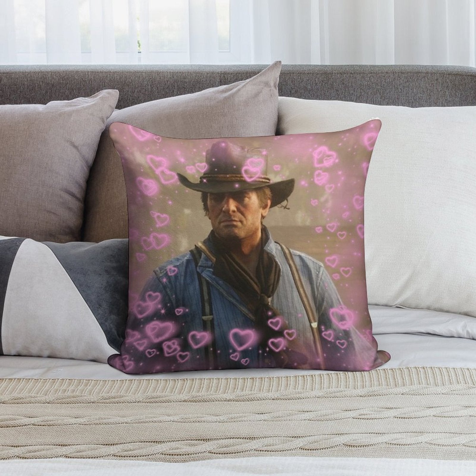 Arthur Morgan Hearts Soft Durable Construction Throw Pillow