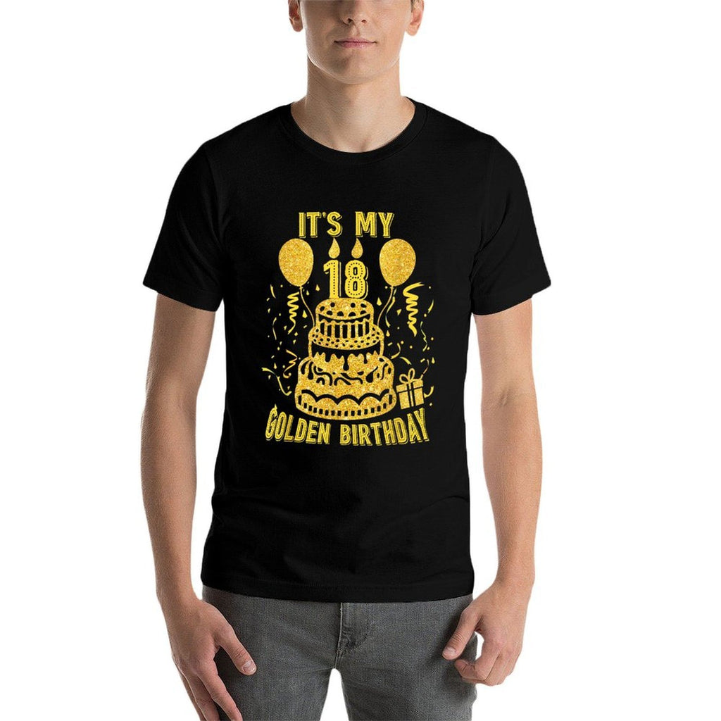 Golden Birthday It's My 18th Birthday  Oversized Silhouette T-Shirt