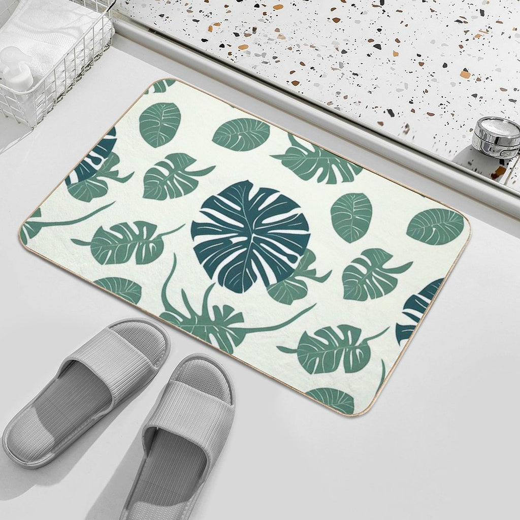Abstract Monstera Leaf Pattern  Odorless Bath Mat