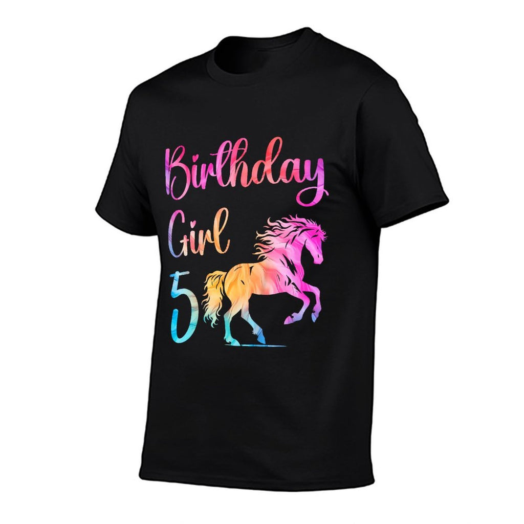Kids 5th Birthday Horse 5 Year Old Girl Birthday Horse Lovers  Trendy Pattern T-Shirt