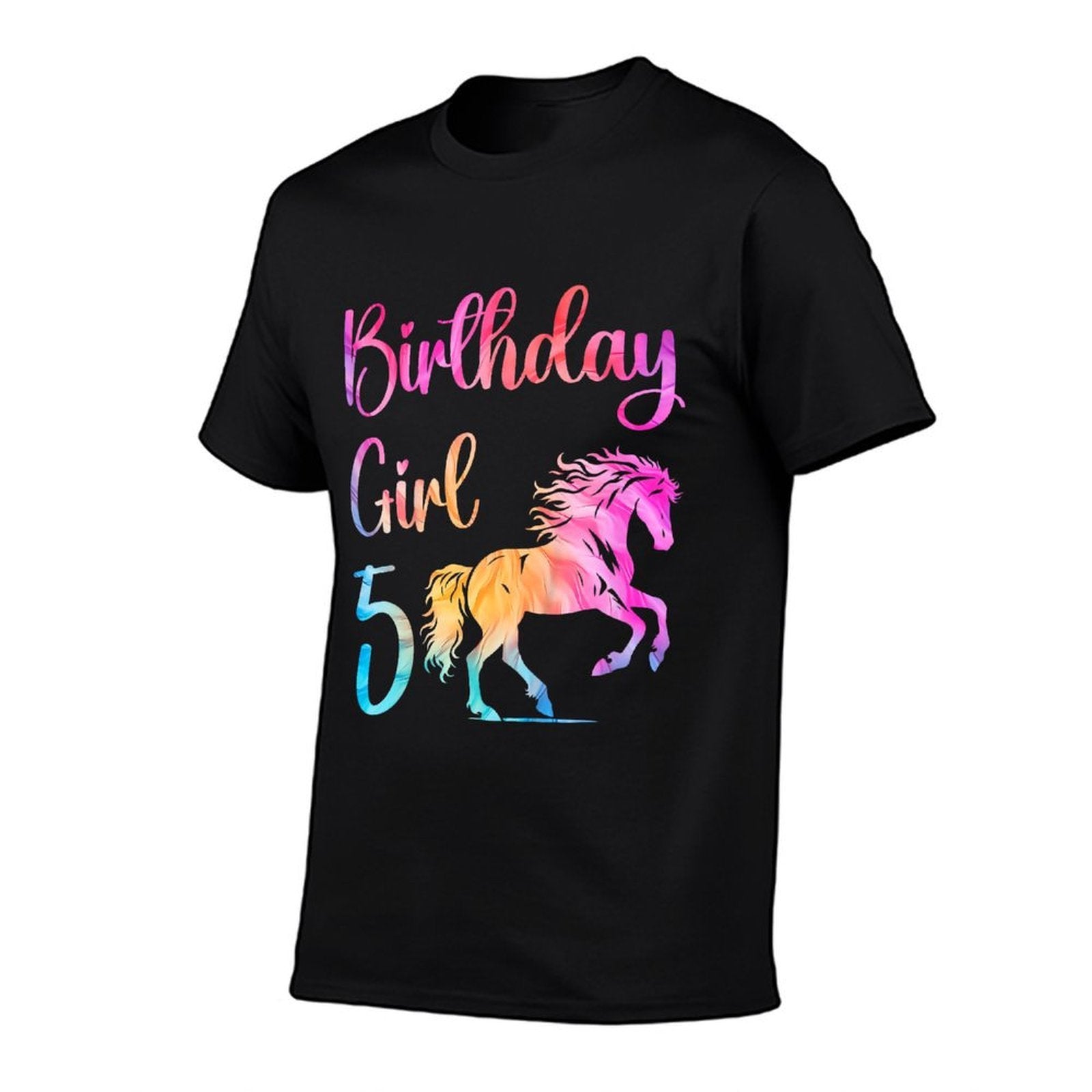 Kids 5th Birthday Horse 5 Year Old Girl Birthday Horse Lovers  Trendy Pattern T-Shirt