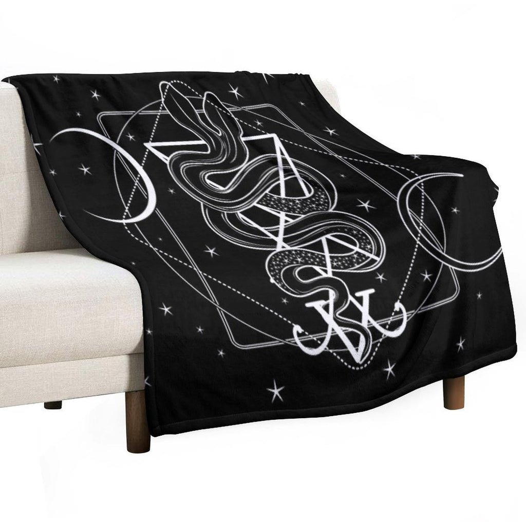 Two-headed Snake And The Sigil of Lucifer Multi-functional Throw Blanket