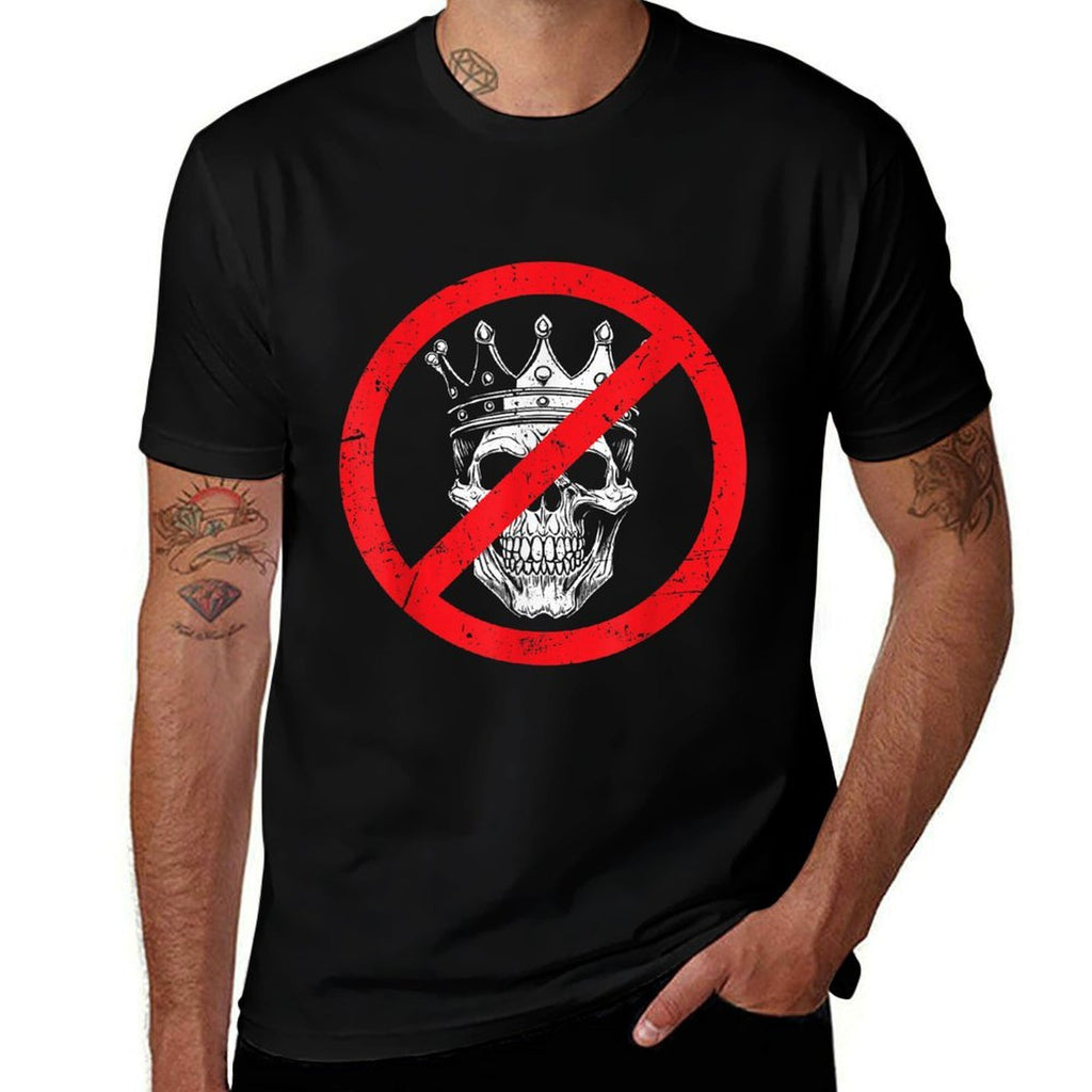 No Kings Since 1776 USA 4th Of July Skeleton Halloween Free  Cotton T-Shirt