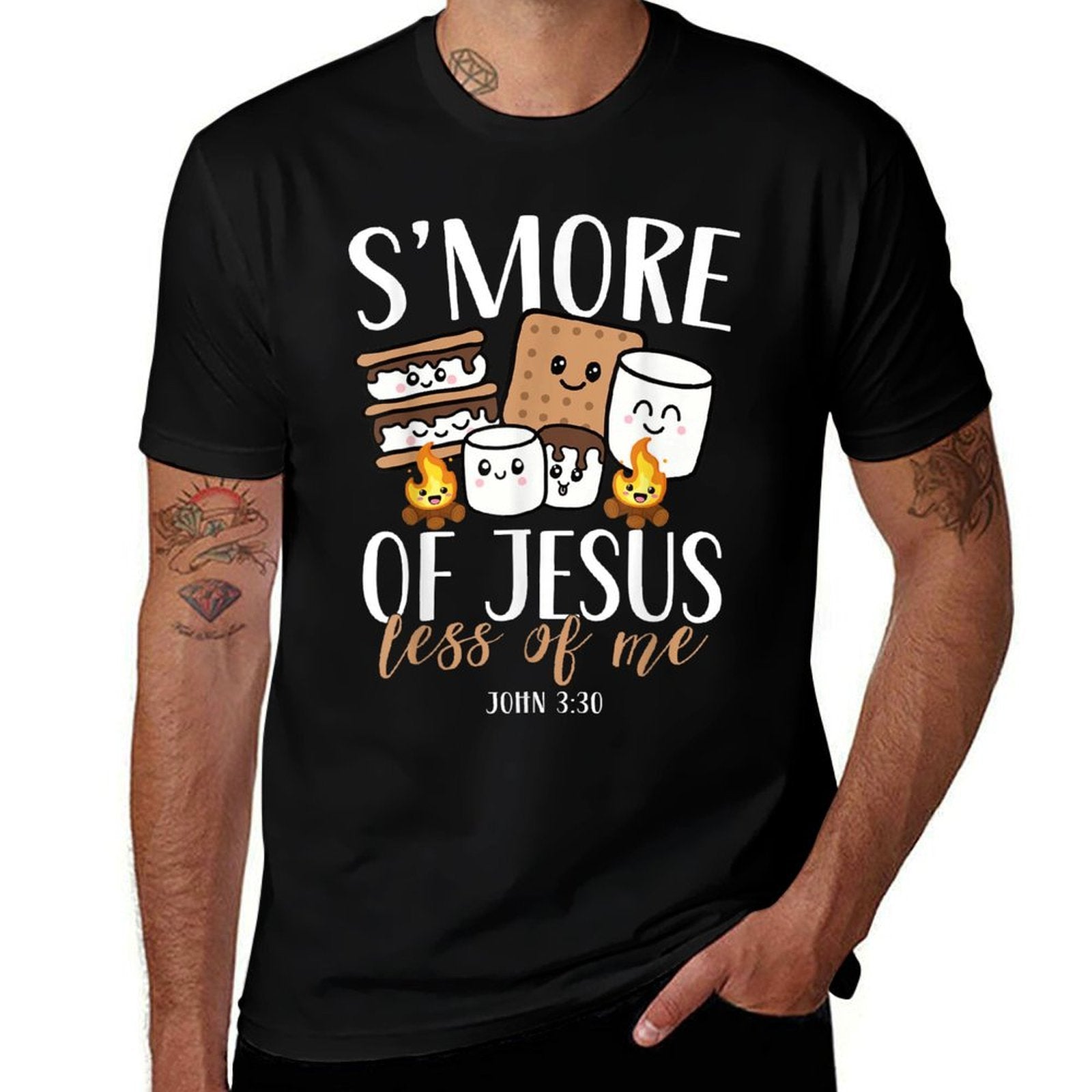 Smore Of Jesus Less Of Me Christian Camper Camping Lover  Cotton T-Shirt