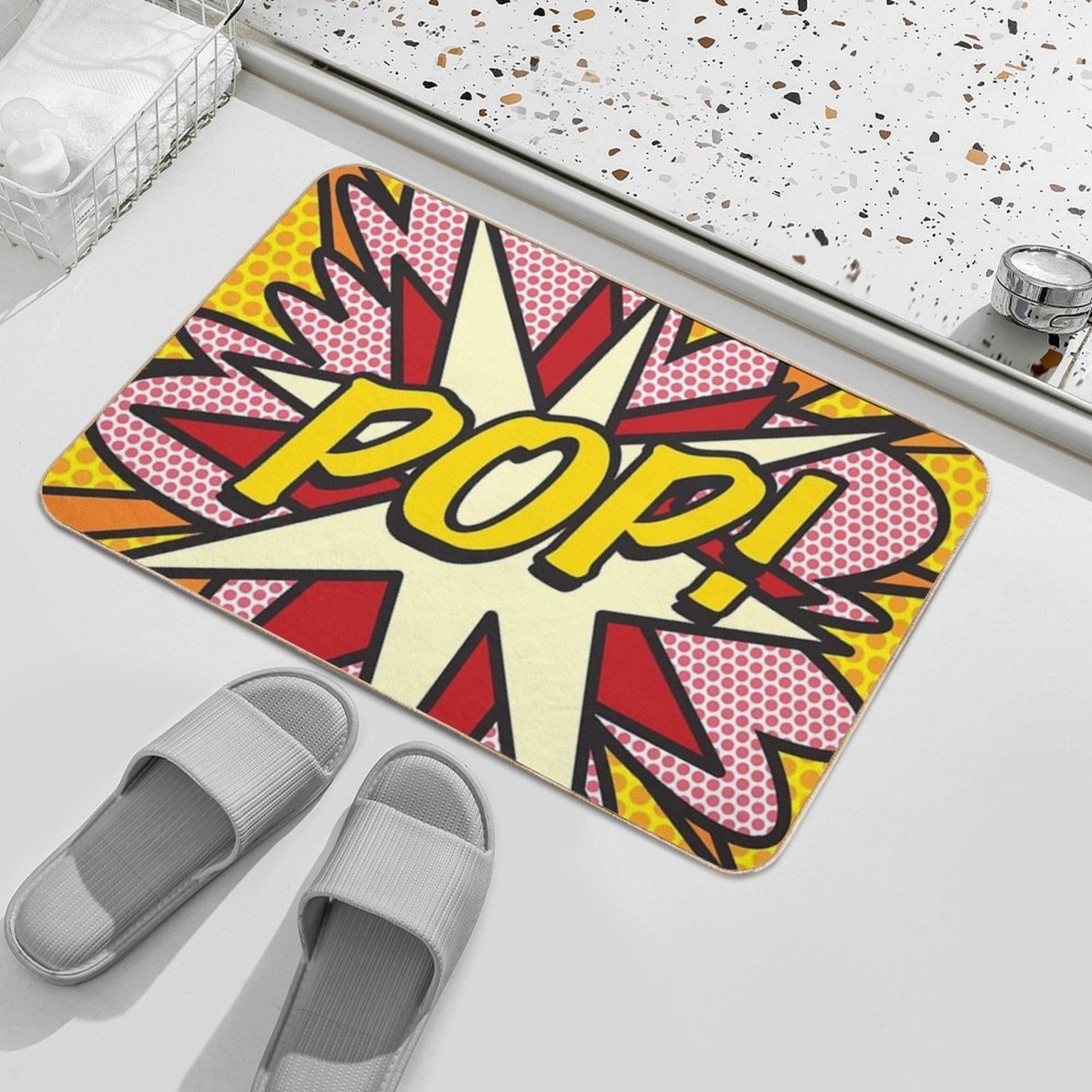 POP Comic Book Pop Art Cool Retro Trendy  Fade-Resistant Bath Mat
