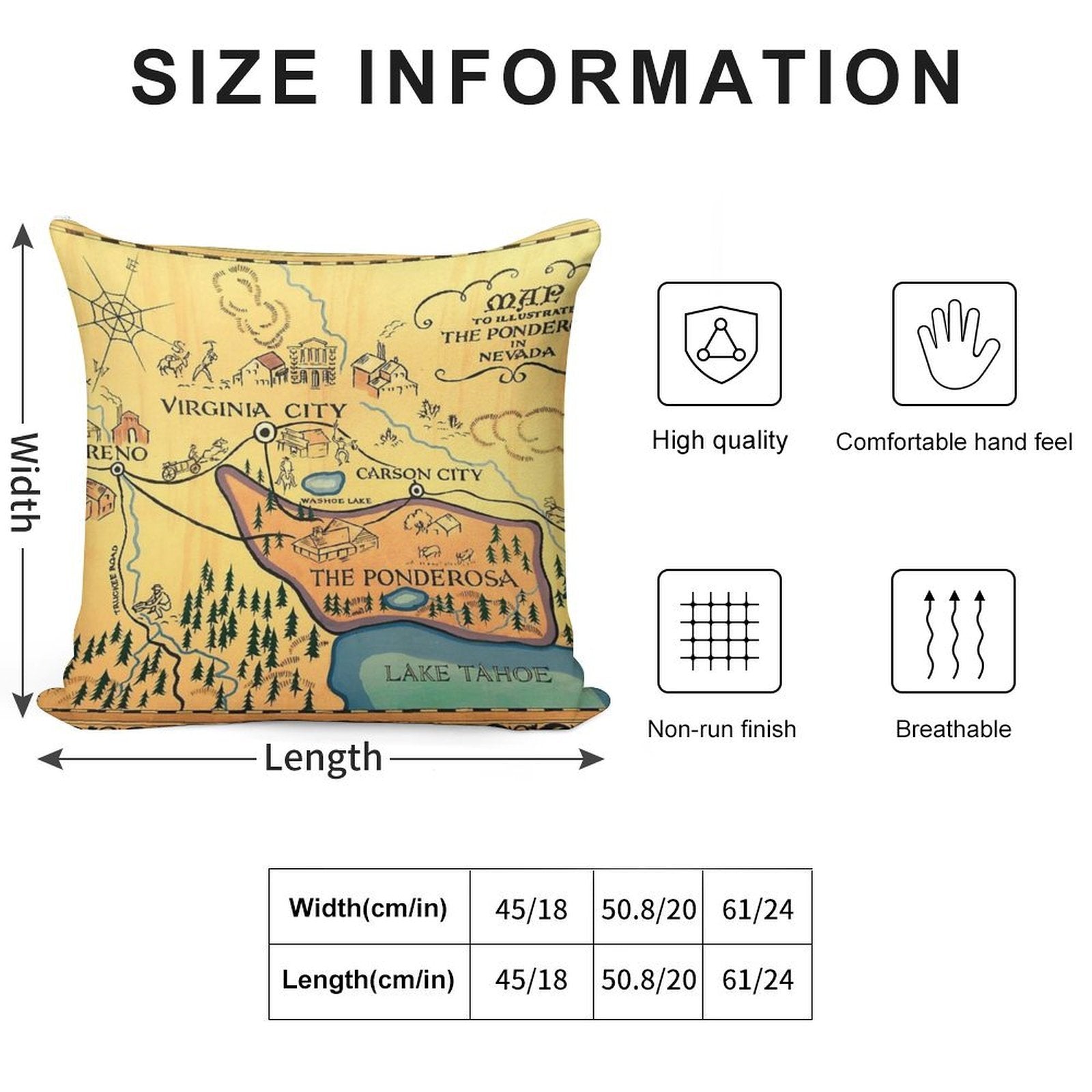 Map of The Ponderosa from 'Bonanza' Soft High-Density Material Throw Pillow