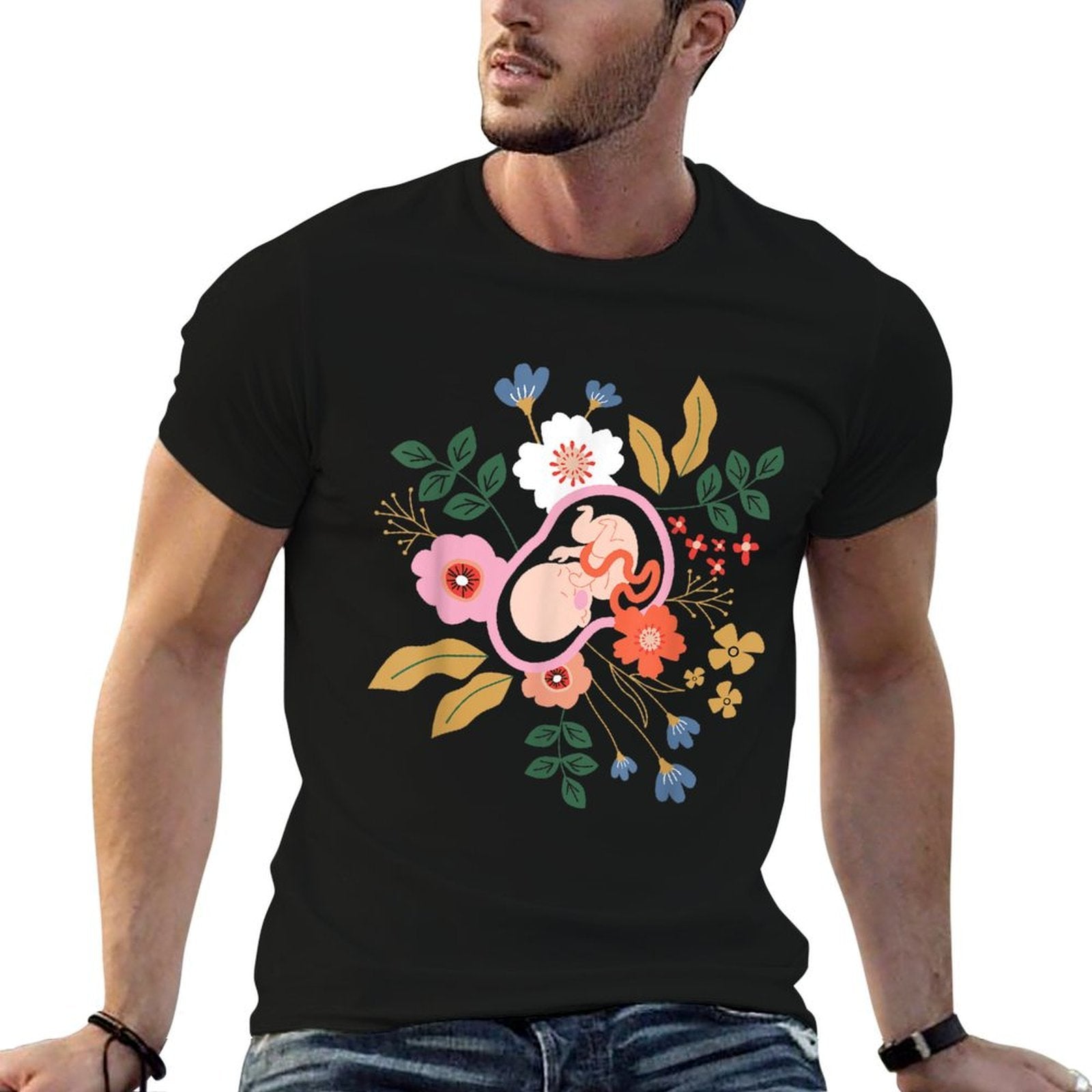 Floral Doula Midwifery - Midwives Childbirth Labor Assistant  Polyester Blend T-Shirt