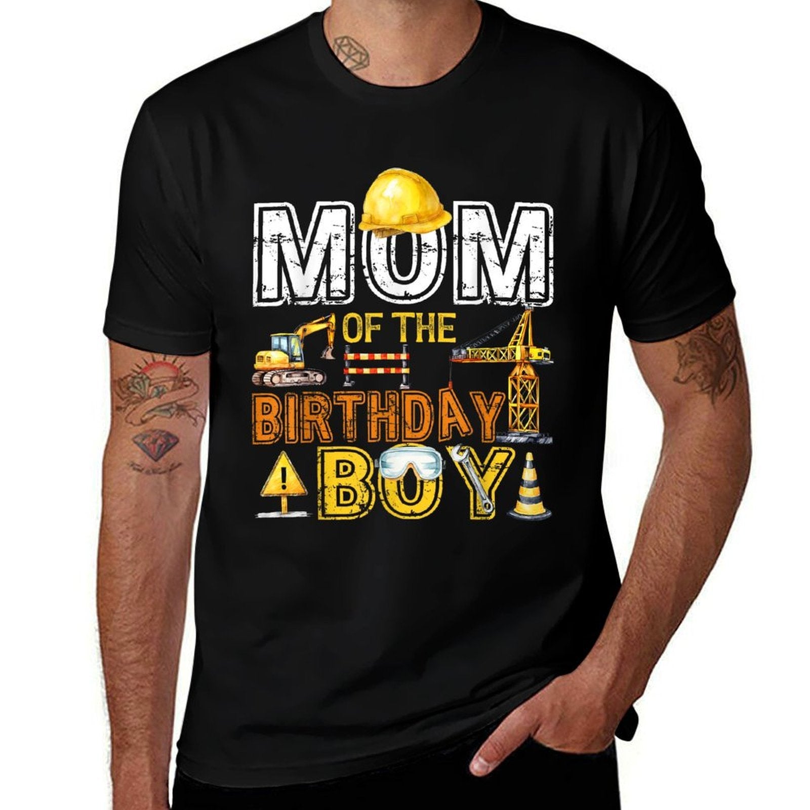 Mom of The Birthday Construction Worker Boy Crew Bday Party  Cotton T-Shirt