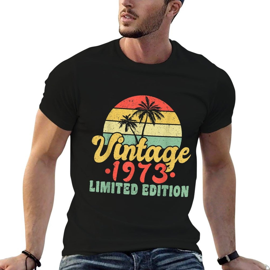 50th Birthday Design – 1973 Summer Palm Trees  Odor-resistant T-Shirt