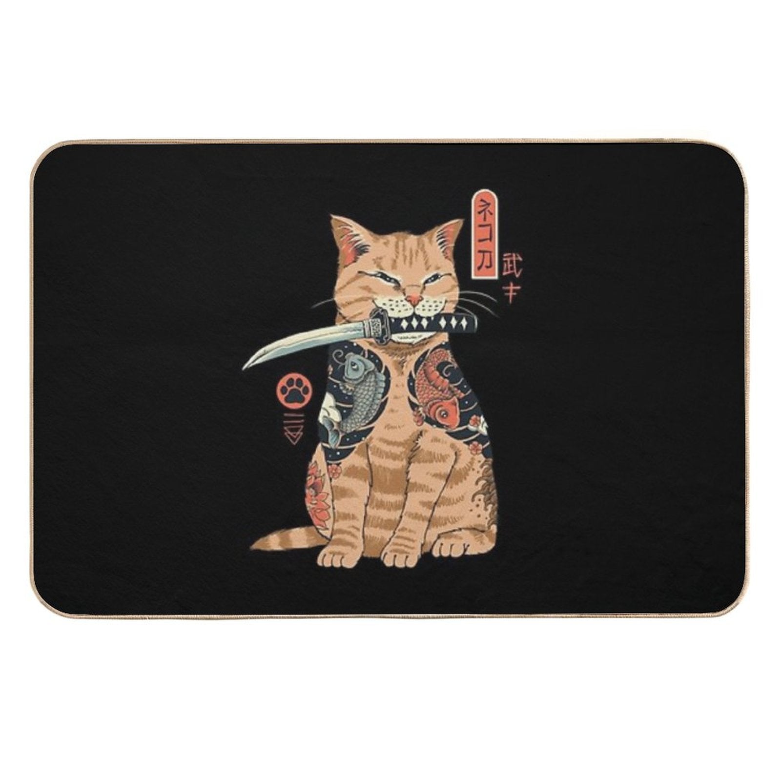 Katana Cat Vintage  Eco-Friendly Bath Mat