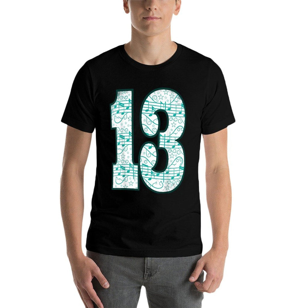 13th Birthday Design - Thirteen Years Old Music Lovers  Cotton T-Shirt