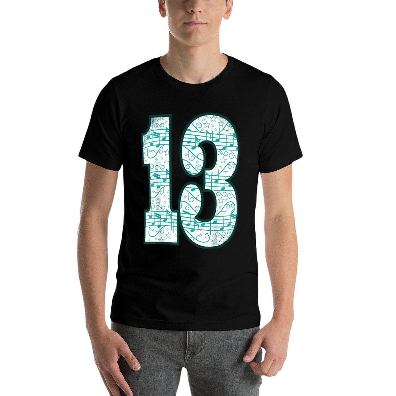13th Birthday Design - Thirteen Years Old Music Lovers  Cotton T-Shirt