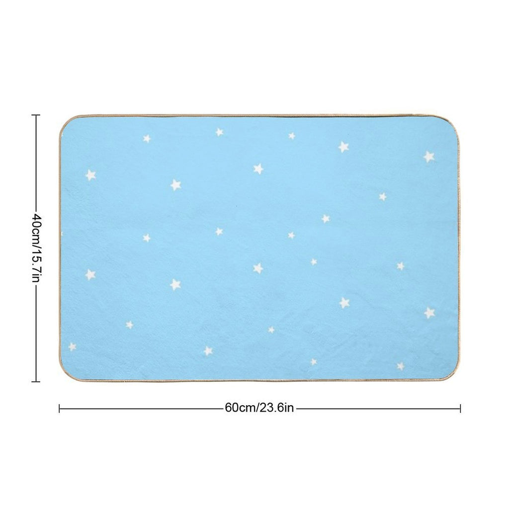 White Stars on Blue Sky Background Semaless  High-Traffic Bath Mat