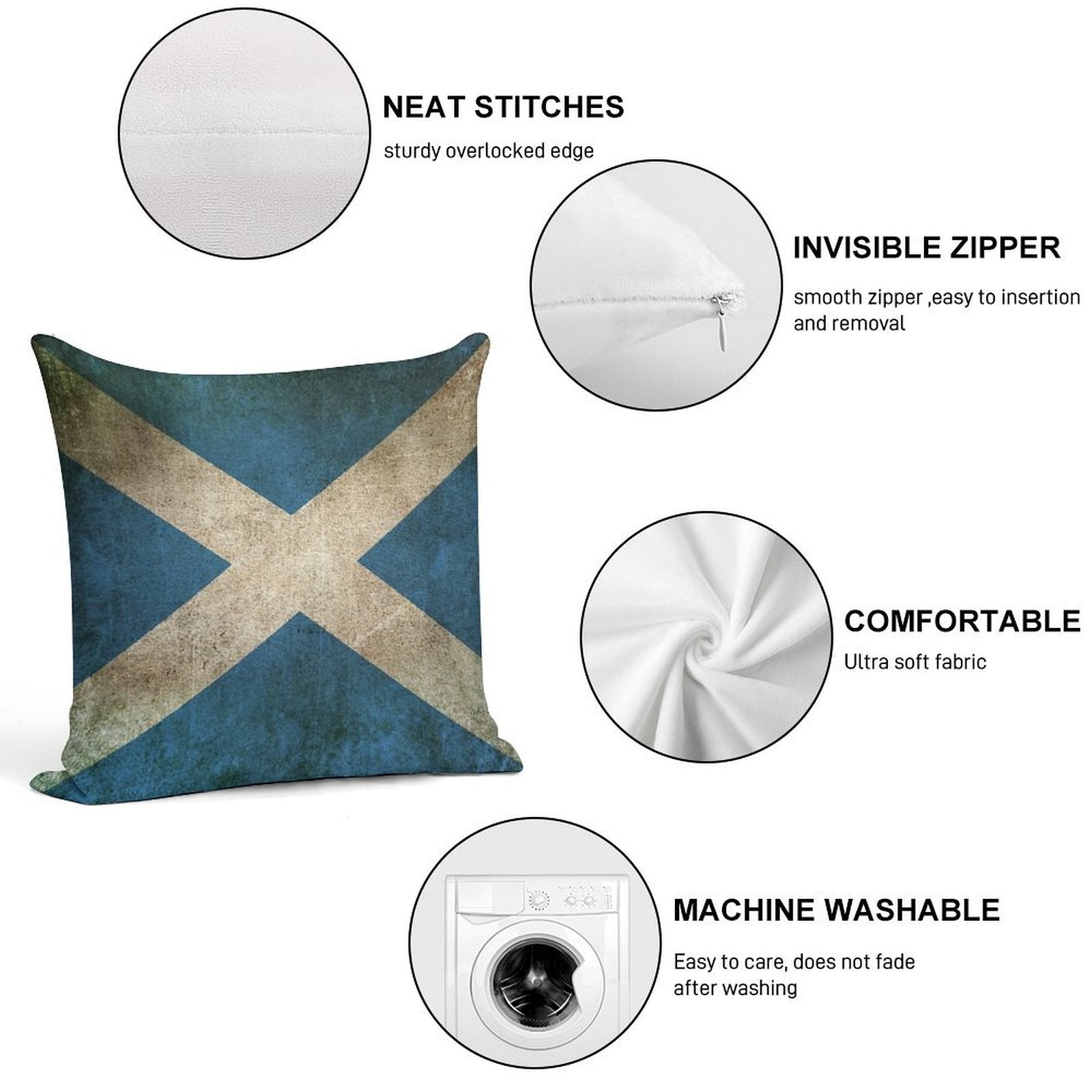 Old And Worn Distressed Vintage Flag of Scotland Soft Luxury Feel Throw Pillow