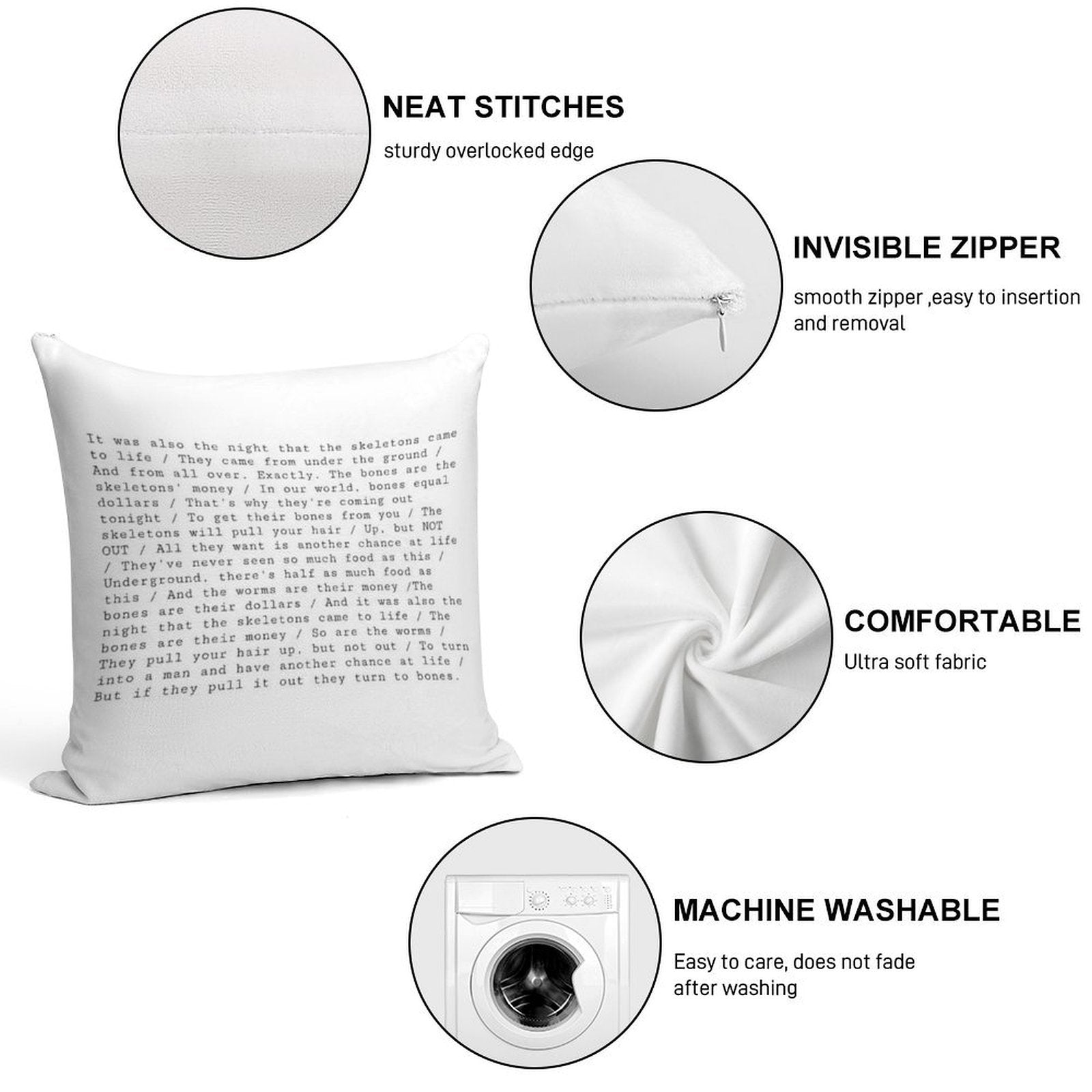 The Night That The Skeletons Came to Life Soft Style Accent Throw Pillow