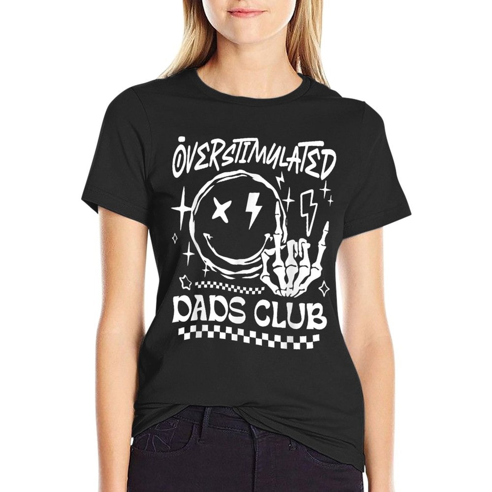 Overstimulated Dads Club Rock Skeleton Cool Dad Fathers Day  Stretchy T-Shirt