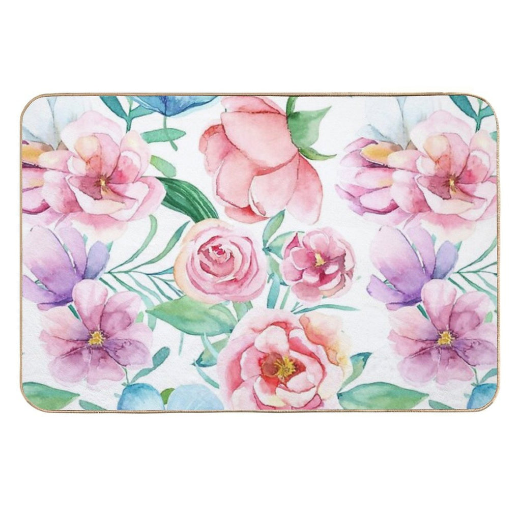 Spring Flowers in Watercolor  High-Traffic Bath Mat
