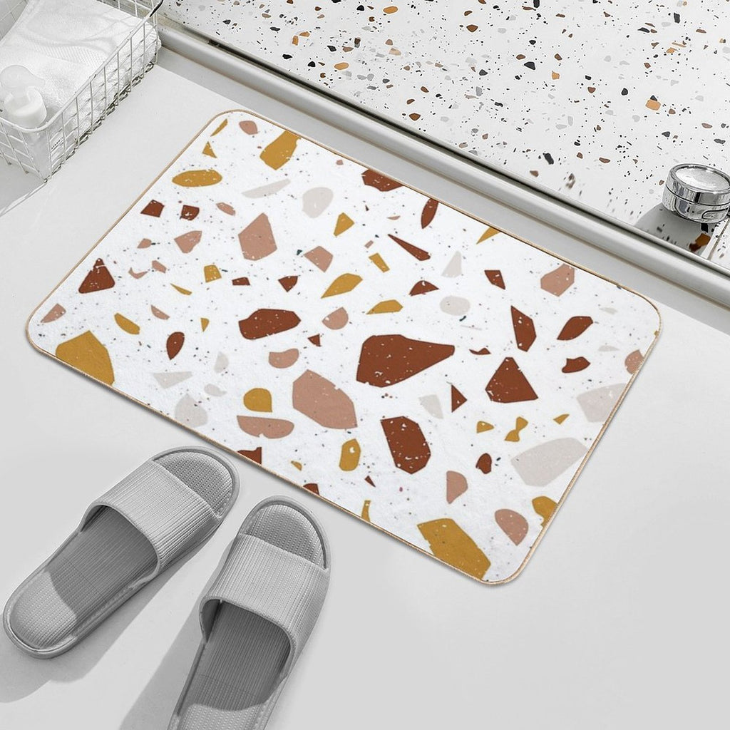 Terrazzo Stone Pattern (Terracotta + Mustard)  High-Traffic Bath Mat