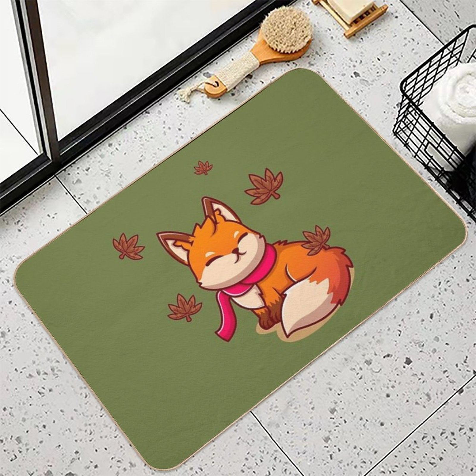 Cute Fox Fall - Color  Eco-Friendly Bath Mat