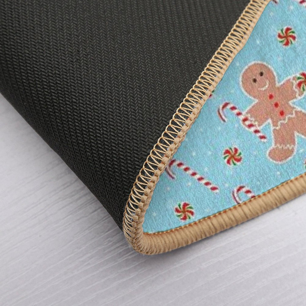 Gingerbread Man with Christmas Candy  Non-Slip Bath Mat