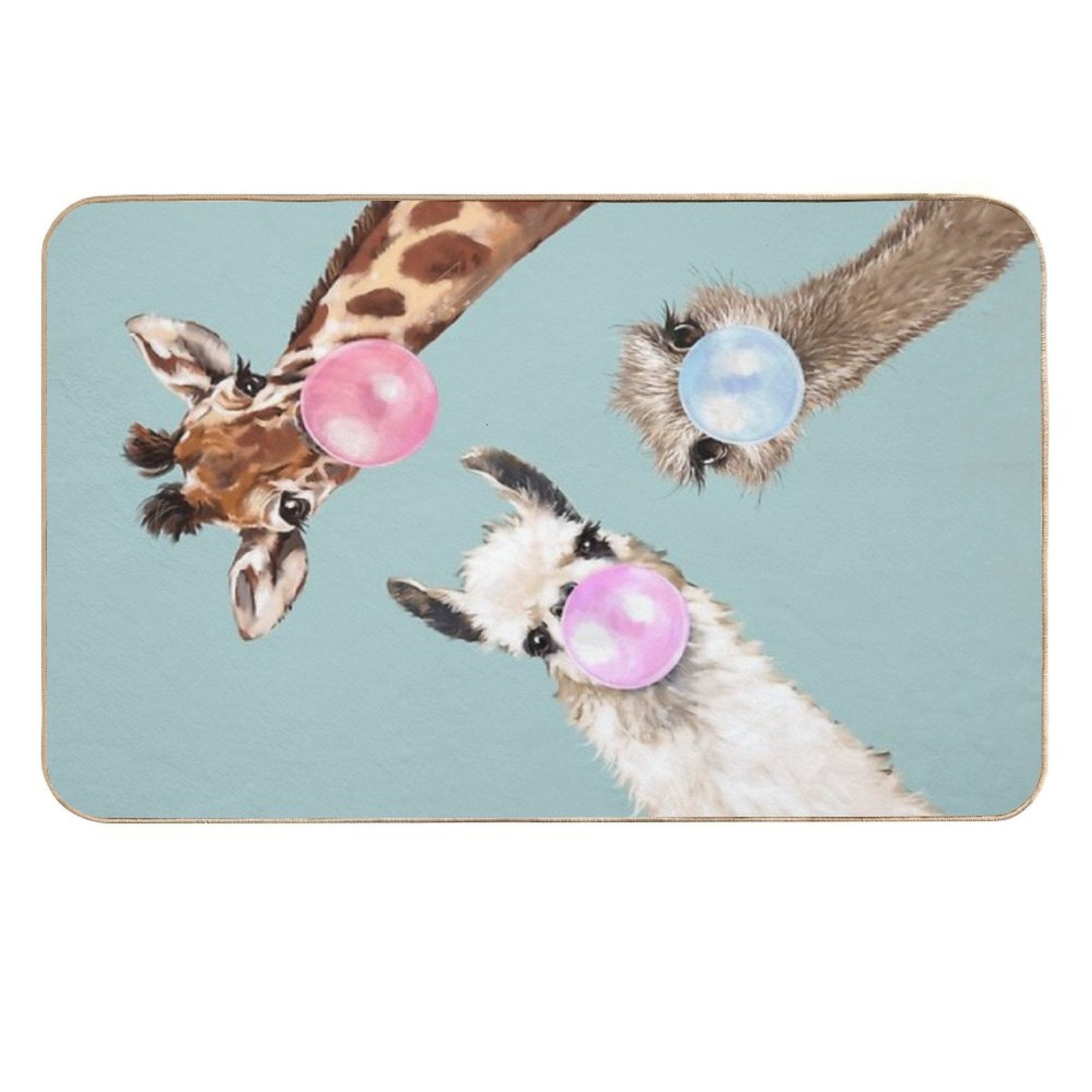 Bubble Gum Gang in Blue  Non-Slip Bath Mat