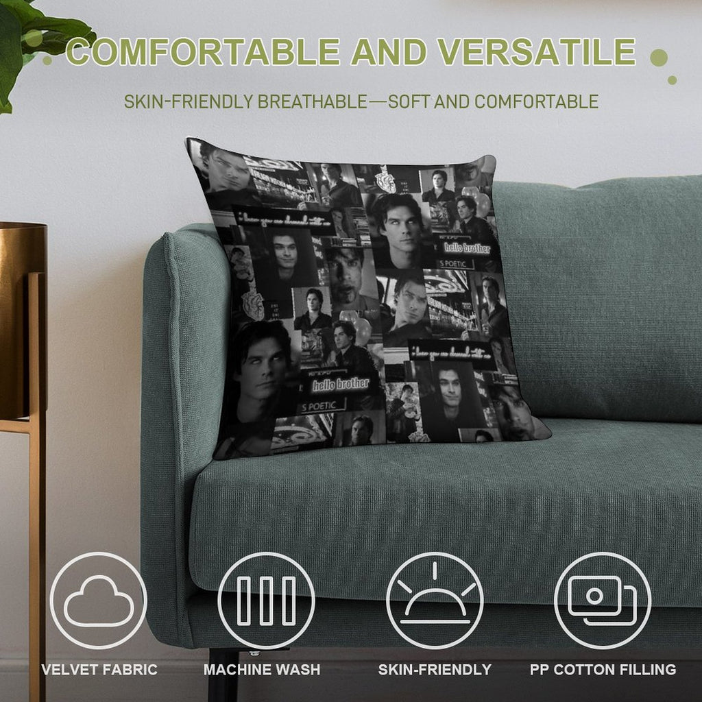 Damon Collage B&w Soft Anti-Pilling Throw Pillow