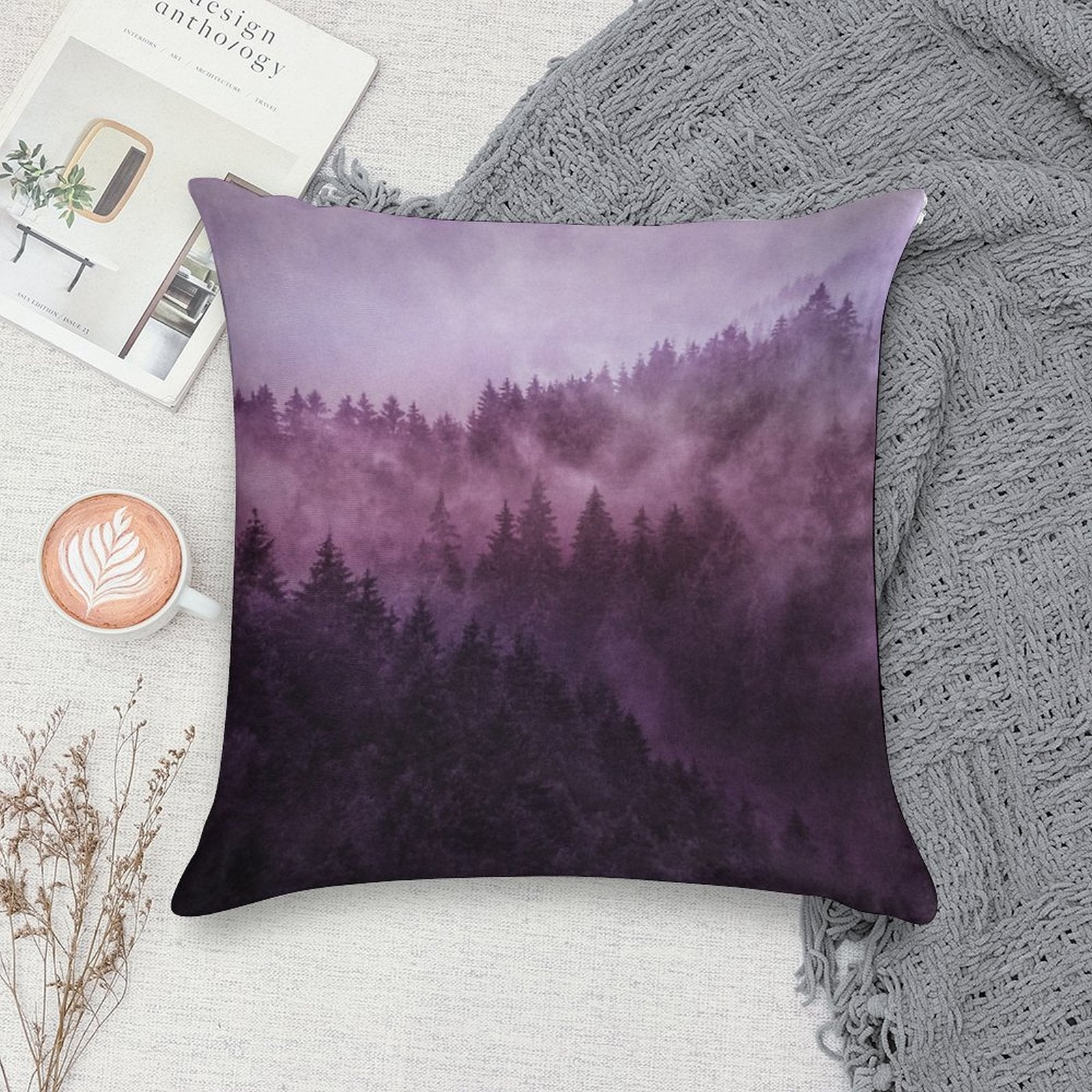 Excuse Me, I'm Lost  Laid Back In A Romantasy Moody Wilderness Dream Forest With Cascadia Trees Covered In Magic Fog Soft Anti-Pilling Throw Pillow