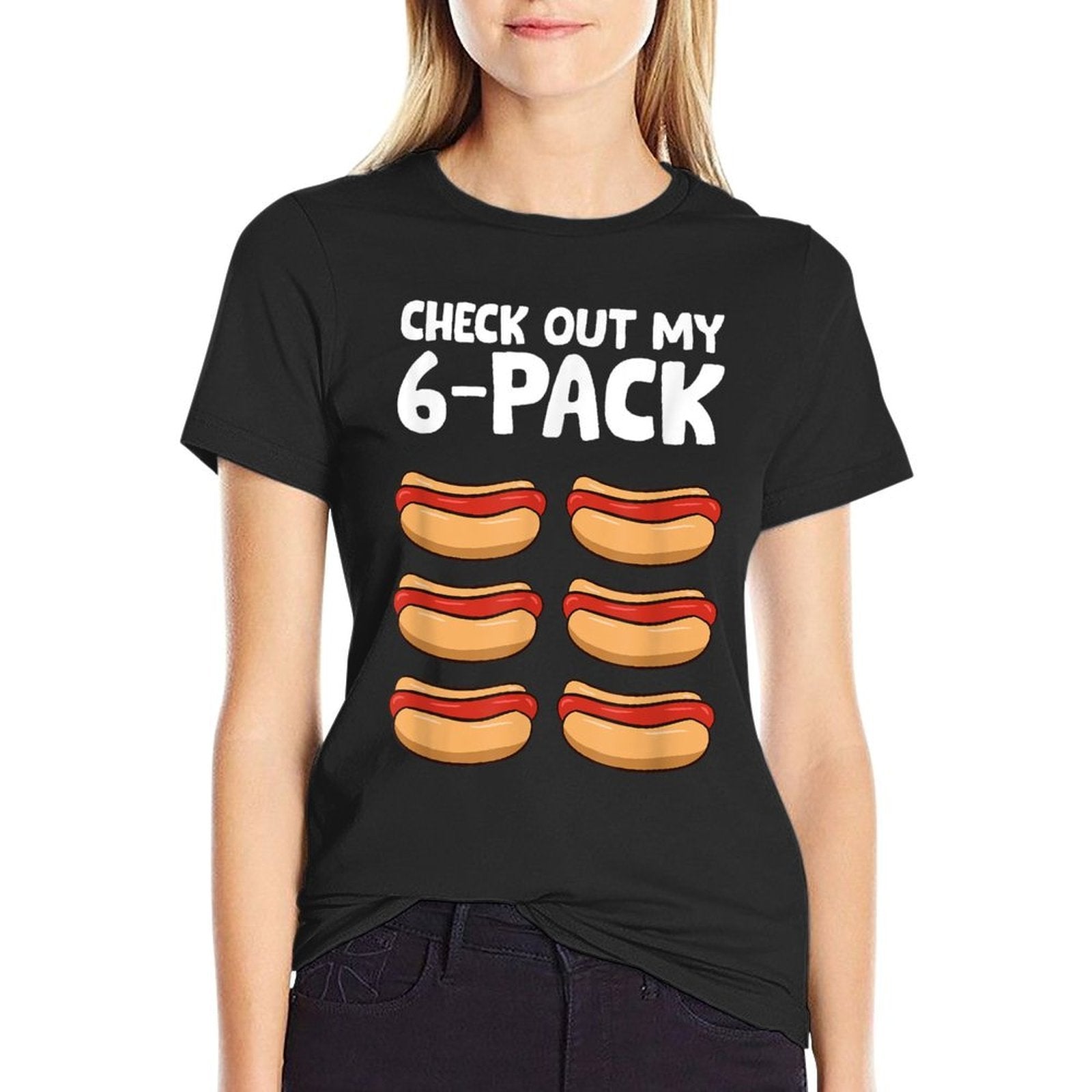 Funny Hotdog Lover Check Out My 6 Pack Hot Dog for Men Women Girls Kids  Odor-resistant T-Shirt
