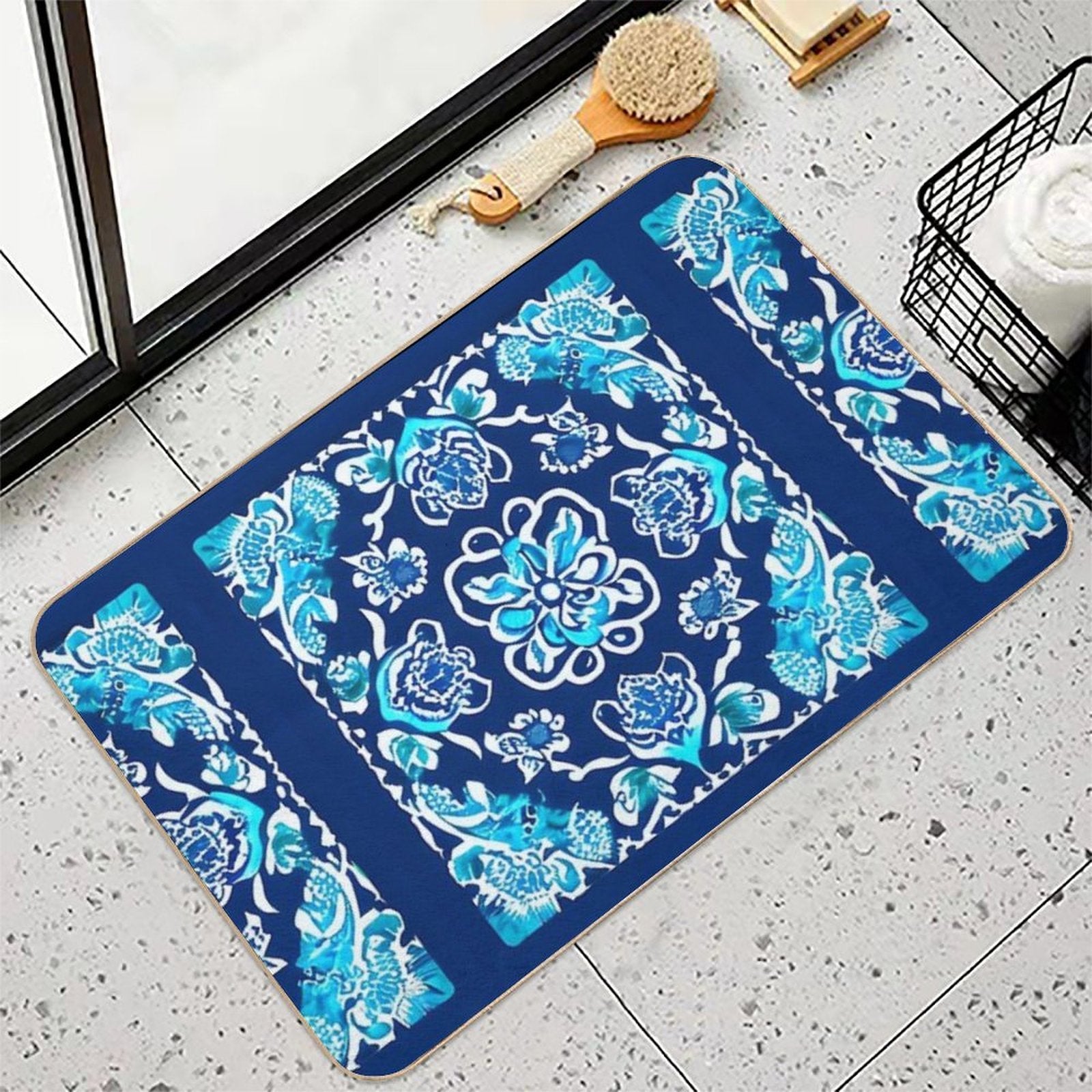 Bandana Inspired Drip  Stain-Proof Bath Mat