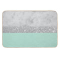 White Marble Mint Silver Stripe Glam #1 (Photo of Glitter Only - Not Reflective)  Easy Maintenance Bath Mat