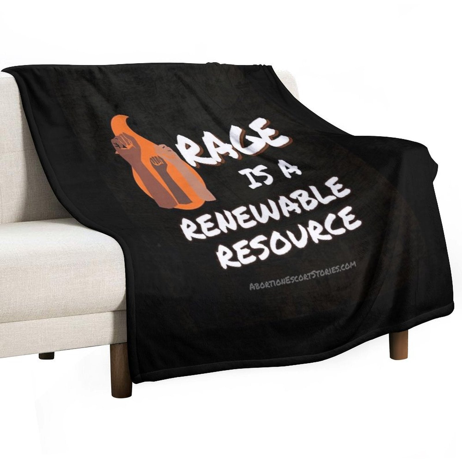 Rage Is A Renewable Resource – Safety Vests Logo – White Text Dark Background Machine-washable Throw Blanket