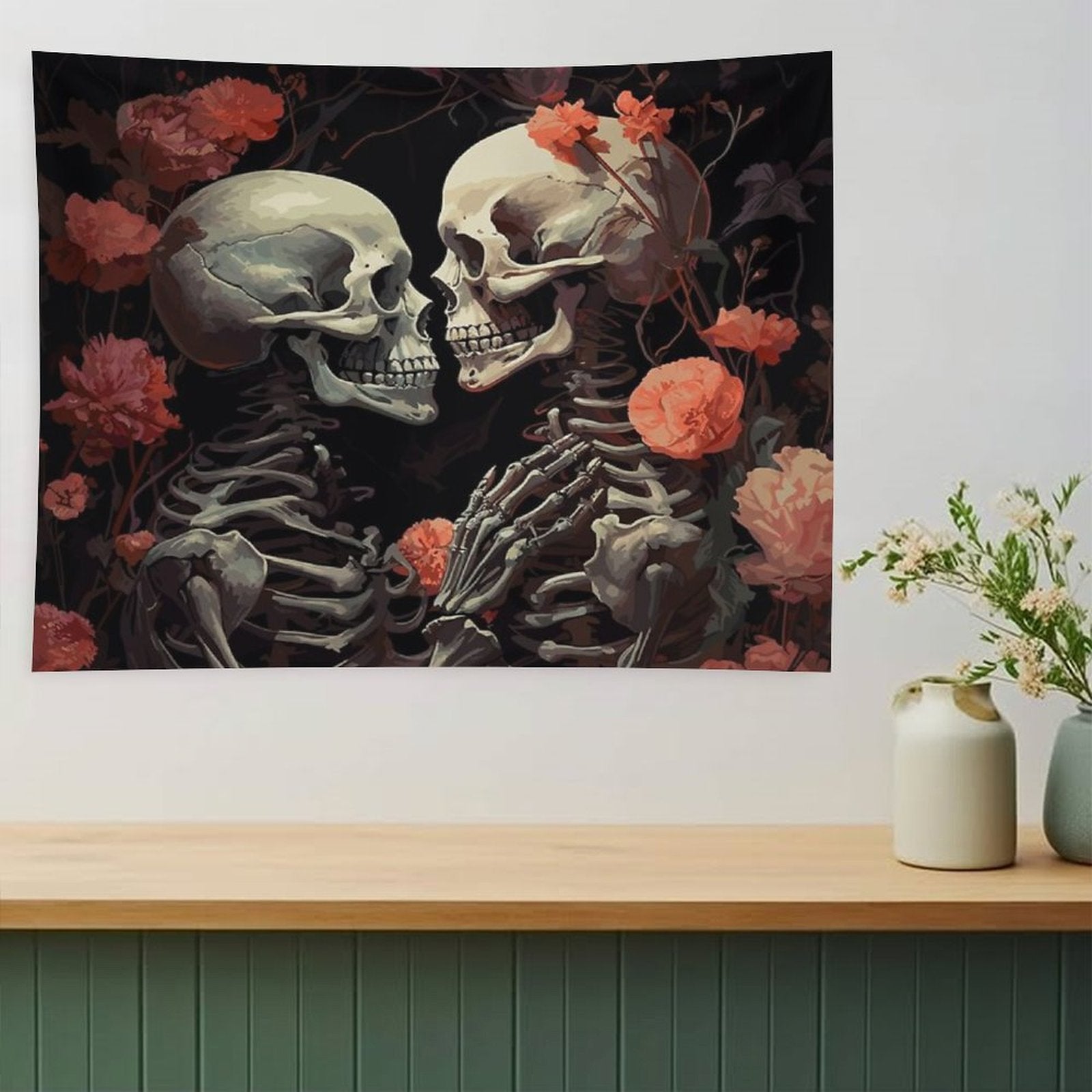 Together Skeleton Lover Art Tapestry