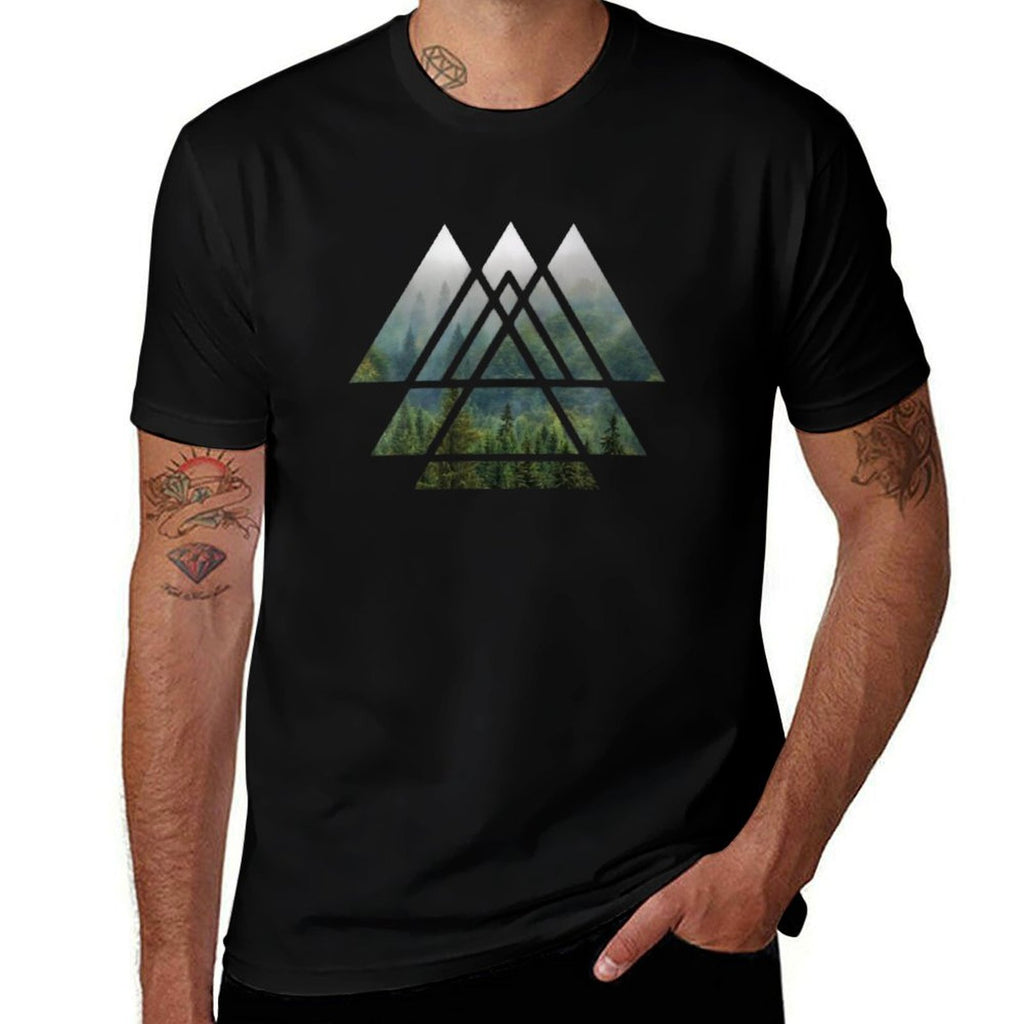 Sacred Geometry Triangles - Misty Forest  Lightweight T-Shirt