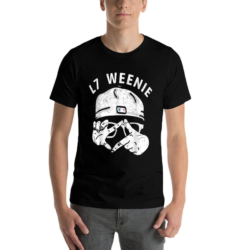 Funny Baseball Softball Season Apparel L7 Weenie  Ribbed Collar T-Shirt