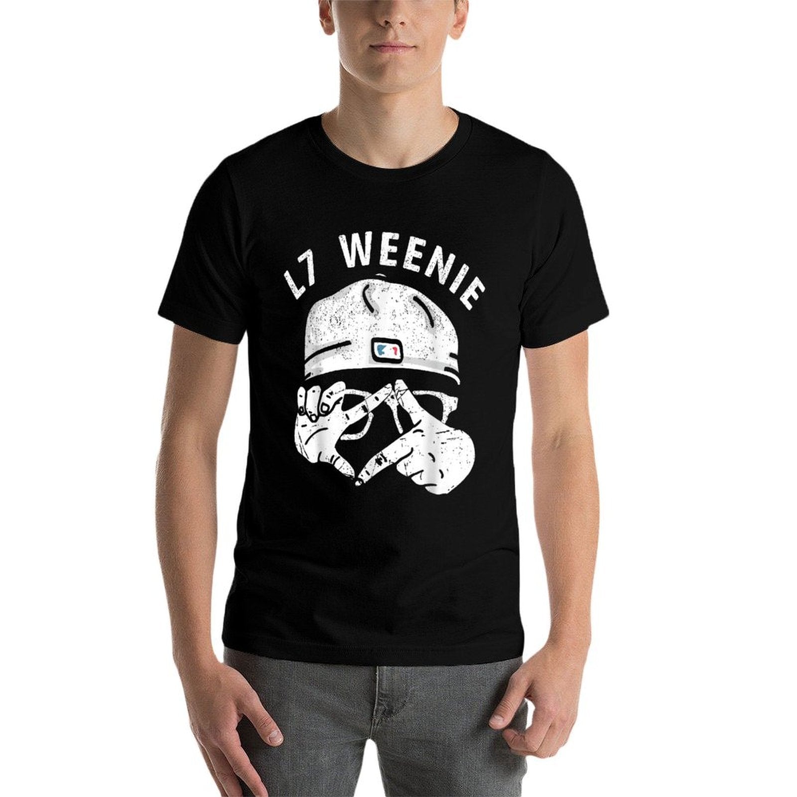 Funny Baseball Softball Season Apparel L7 Weenie  Ribbed Collar T-Shirt