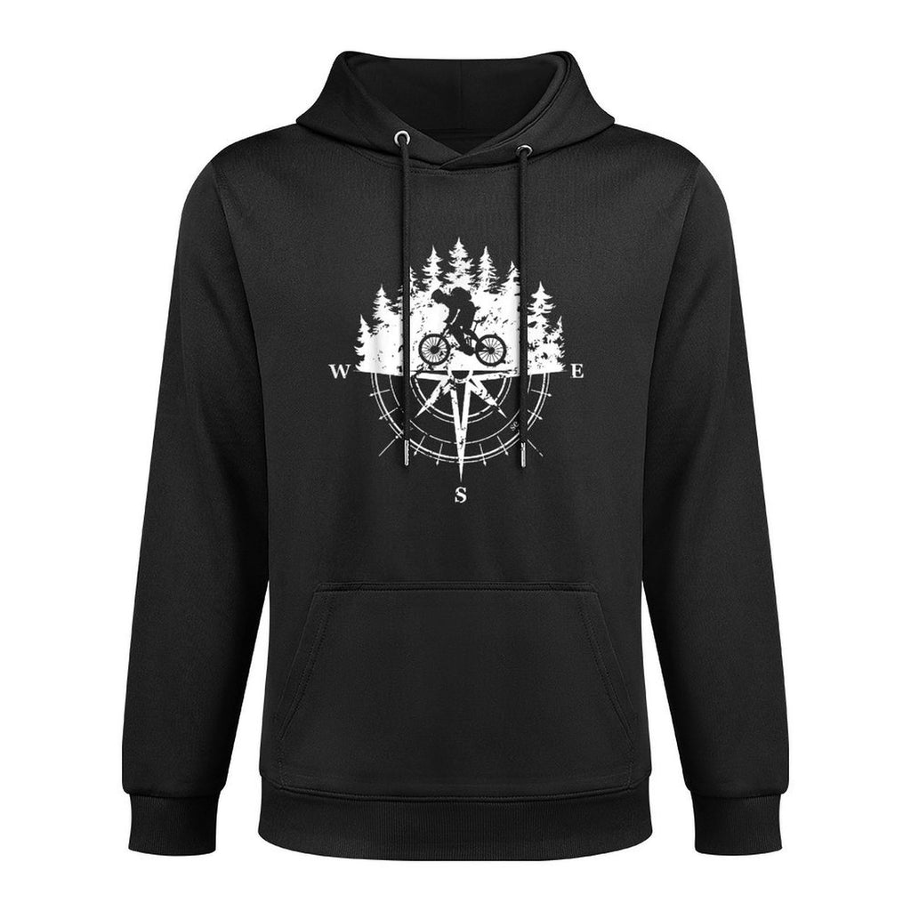 White Compass Landscape for Mountain Bike Gravel MTB Rider Medium-Weight Fabric Hoodie