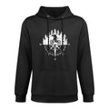 White Compass Landscape for Mountain Bike Gravel MTB Rider Medium-Weight Fabric Hoodie