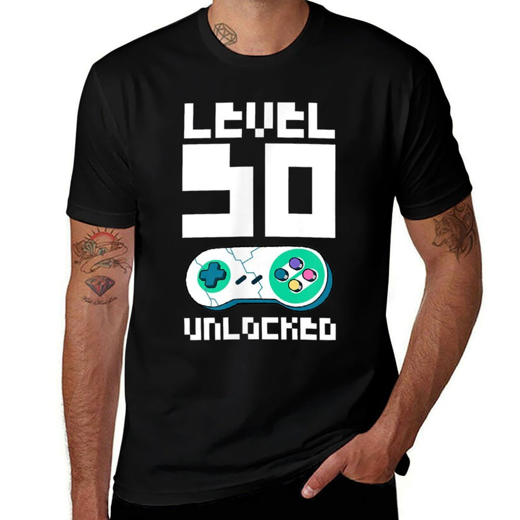 Level 50 Unlocked  50th Birthday Gift for 50 Year Old Gamer Comfortable T-Shirt