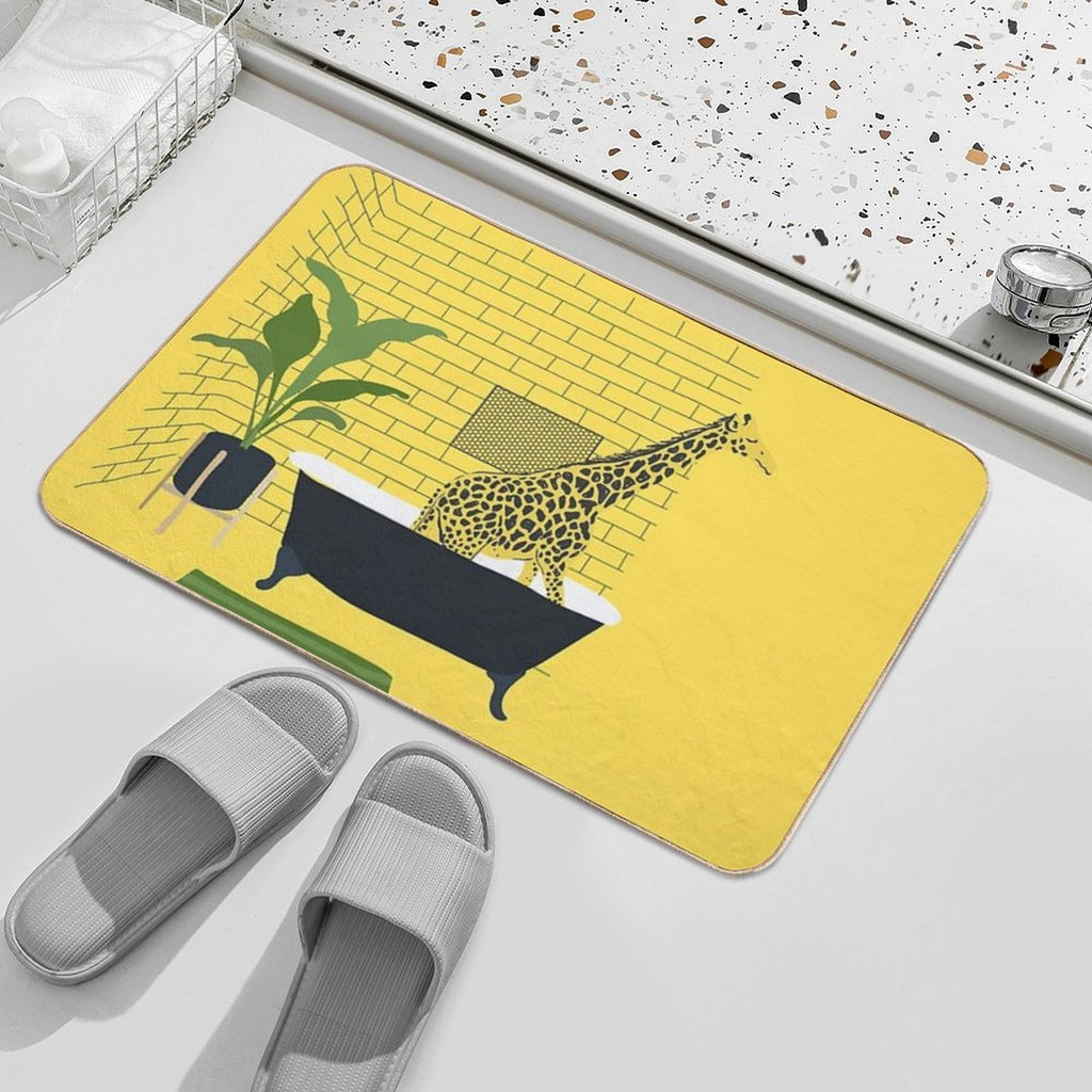 Giraffe in A Bath  Easy Maintenance Bath Mat