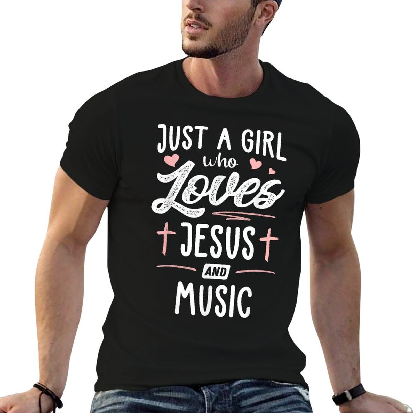 Just A Girl Who Loves Jesus And Music Gift Women Comfortable T-Shirt