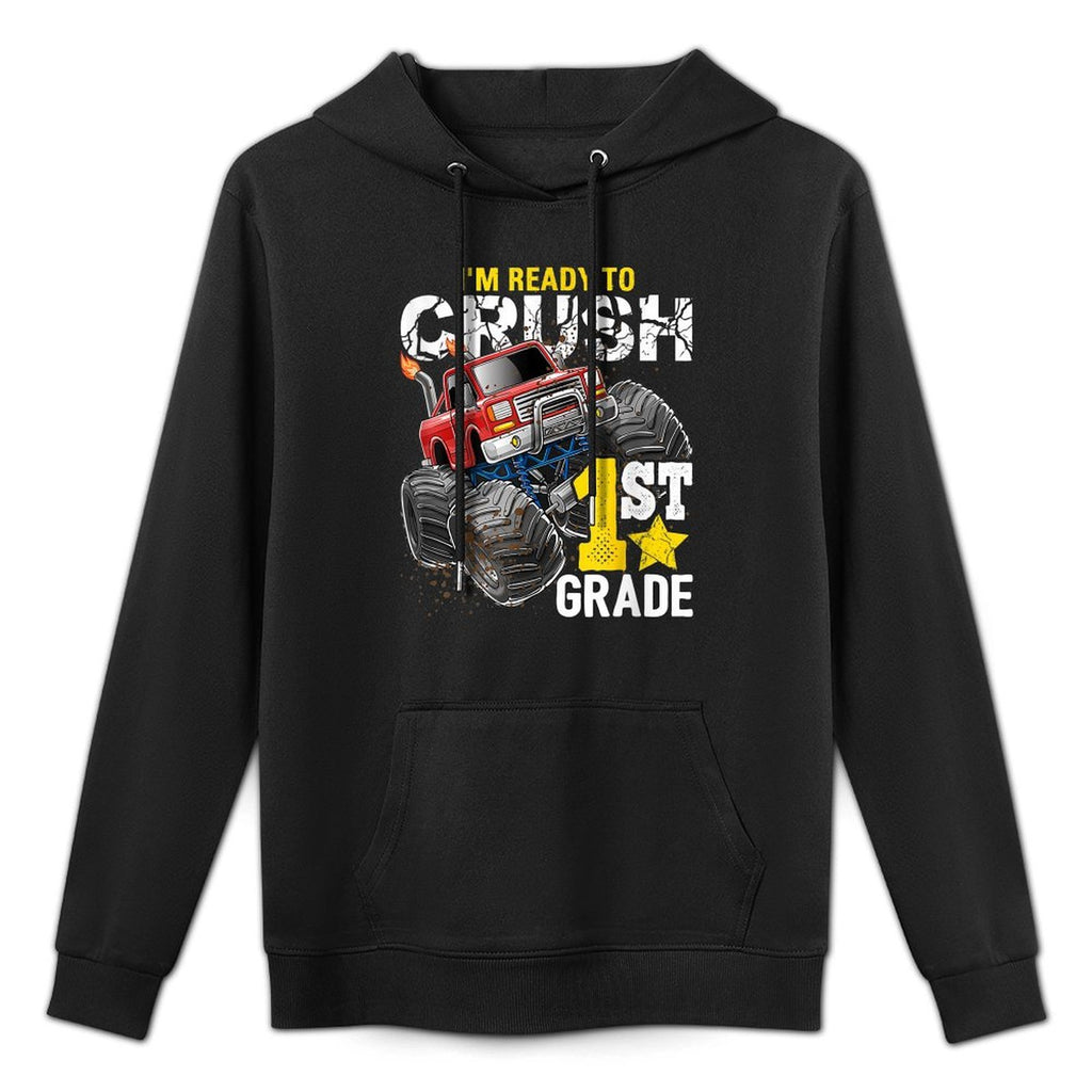 Ready to Crush 1st Grade Monster Truck Back to School Relaxed Fit Hoodie