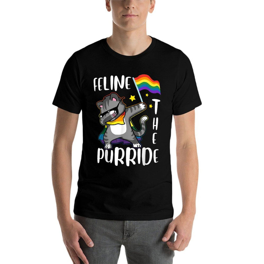 Feline The Purride Dabbing Cat LGBT Gay Pride Rainbow  Odor-resistant T-Shirt