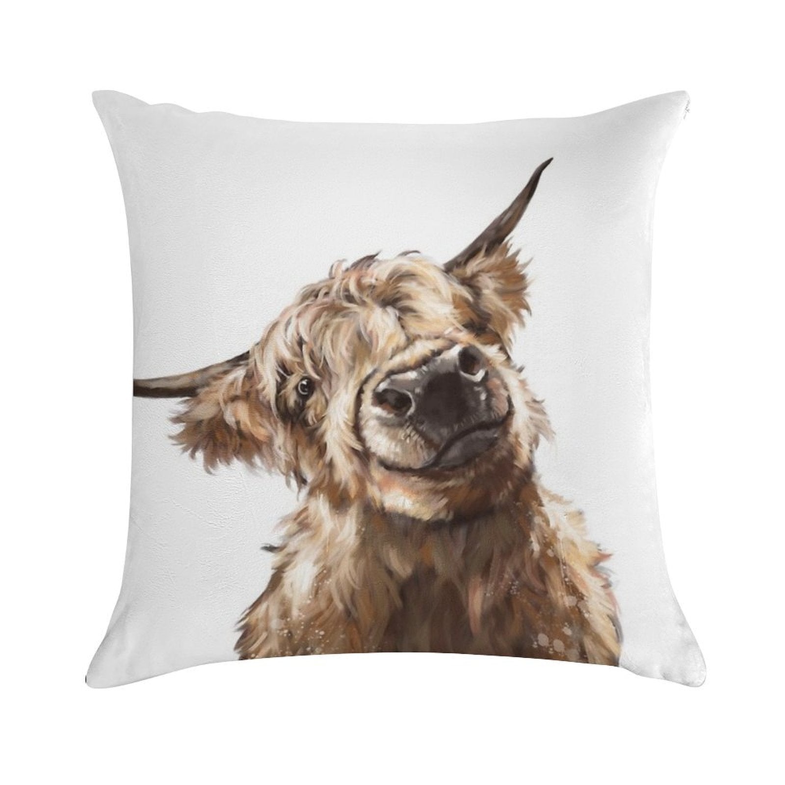 Highland Cow Soft Skin-Friendly Throw Pillow