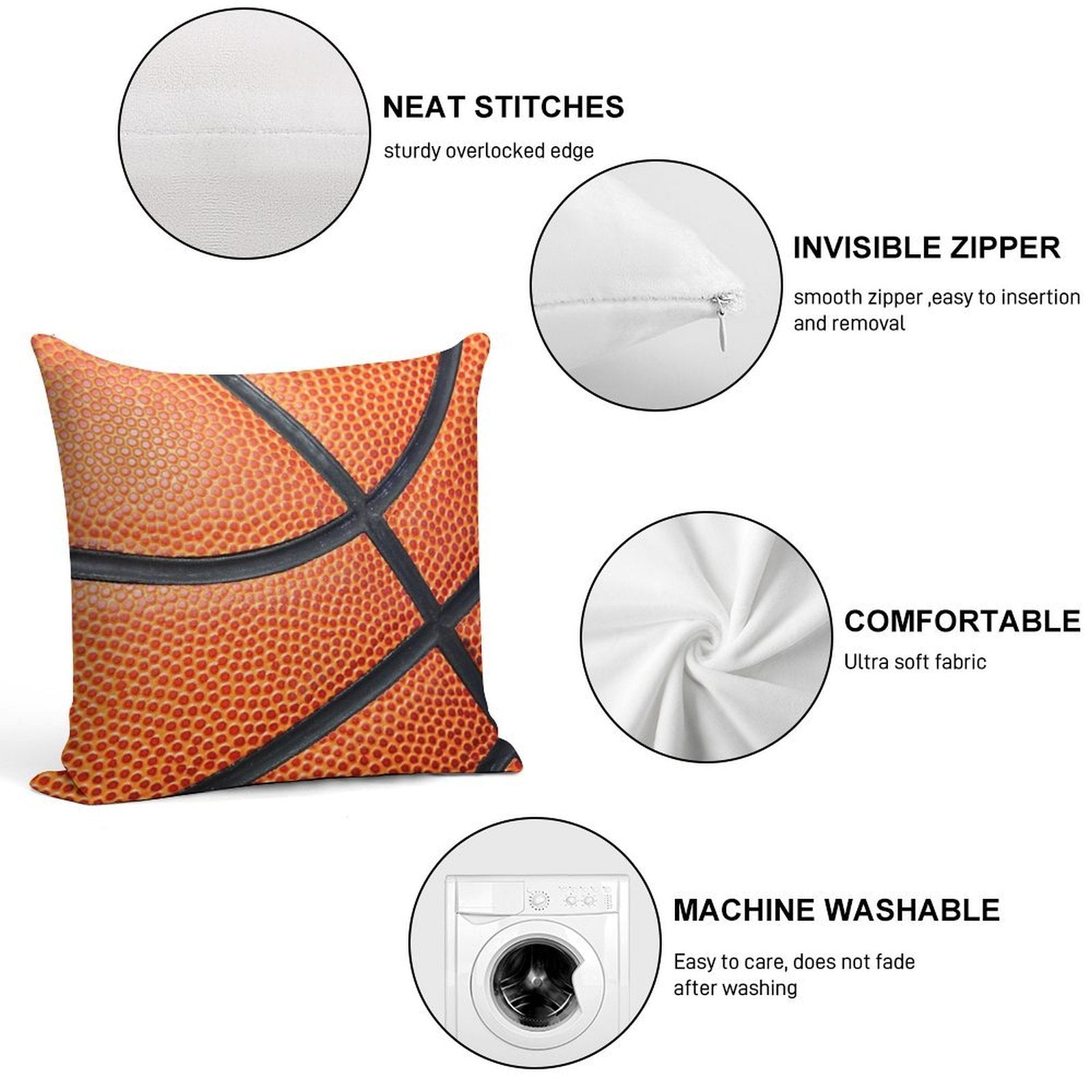Basketball Throw Pillow Soft Multiple Sizes Throw Pillow
