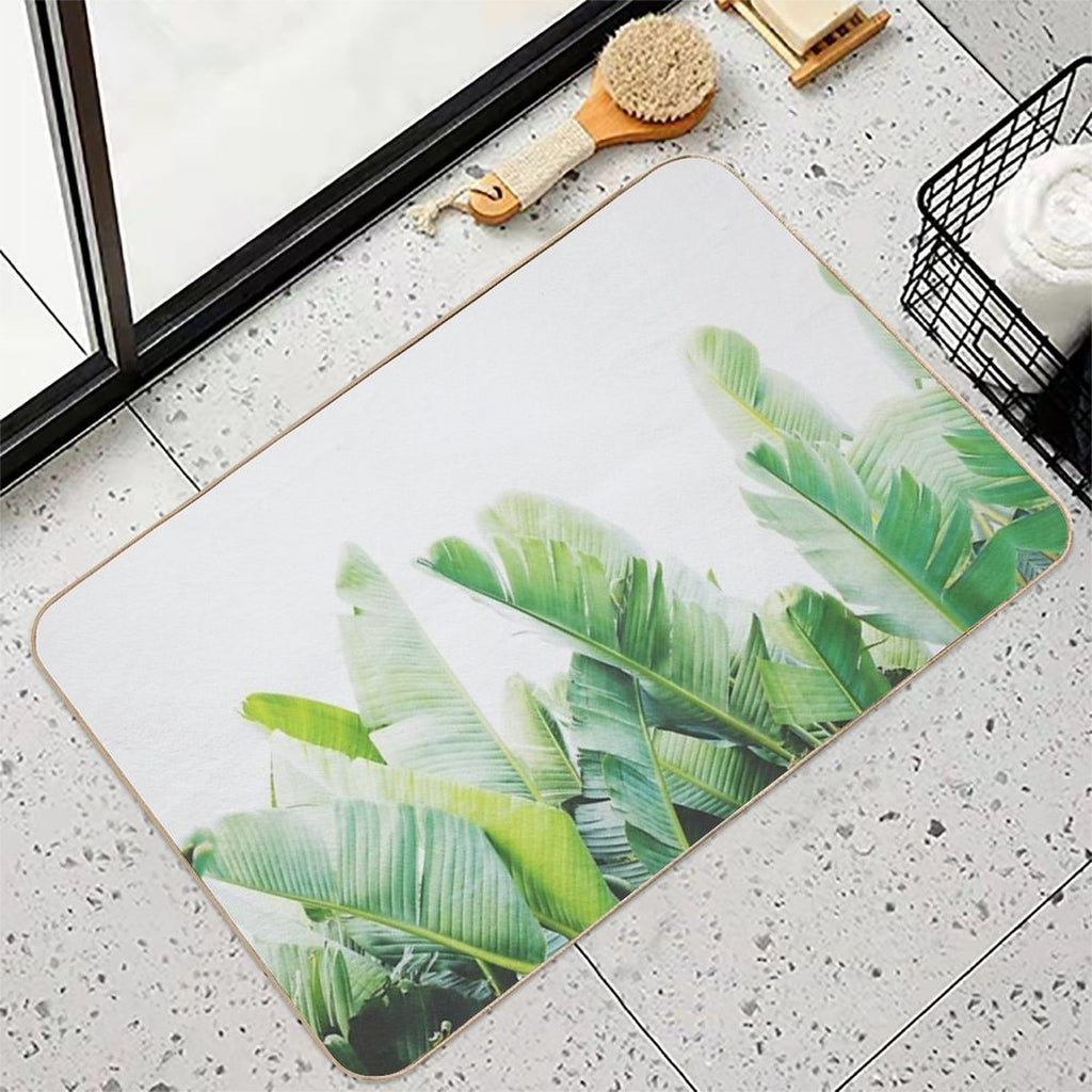 Tropical Banana Leaves Durable Bath Mat